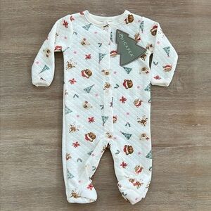 🎄Chickpea Baby Girl Quilted Winter Christmas Footie Sleeper 3-6 6-9 months